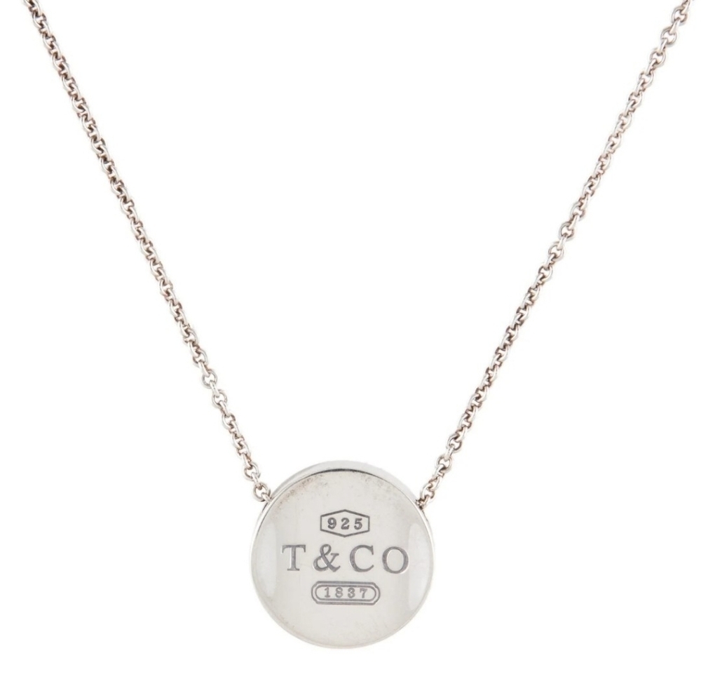 Tiffany and Co 1837 Concave Round Pendant Necklace With Box